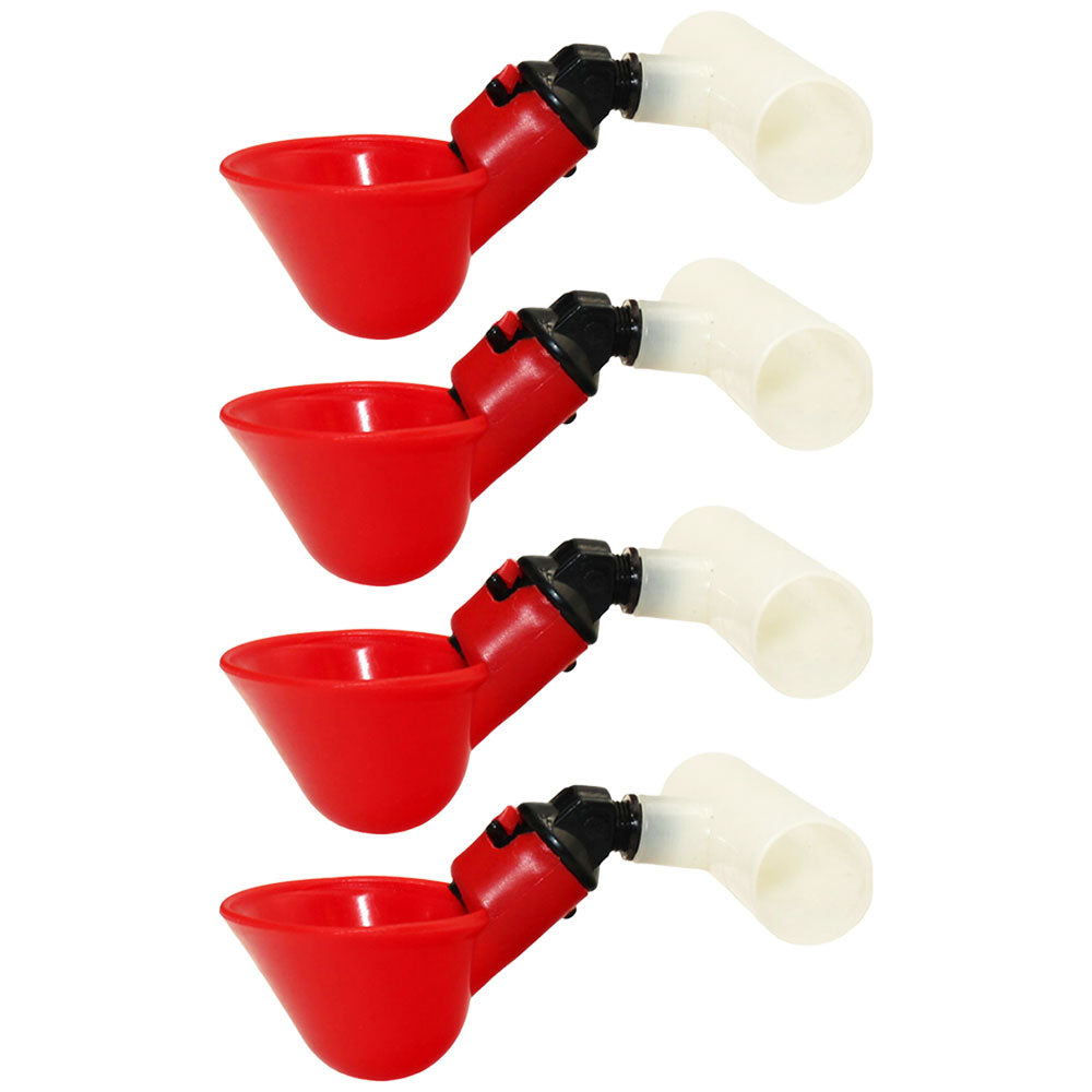 Qty 4: Automatic Drinker Cup w/ PVC Fitting Fits Universal Products