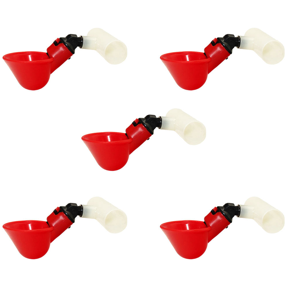 Qty 5 Automatic Drinker Cup w/ Clear Plastic Fitting Fits Universal Products