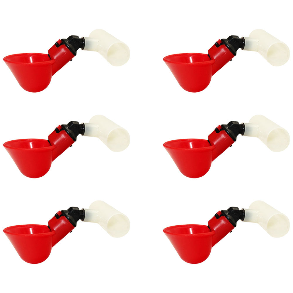 (6) AUTOMATIC WATERER DRINKER CUPS & 1/2" PVC TEE FITTING CHICKEN WATER POULTRY
