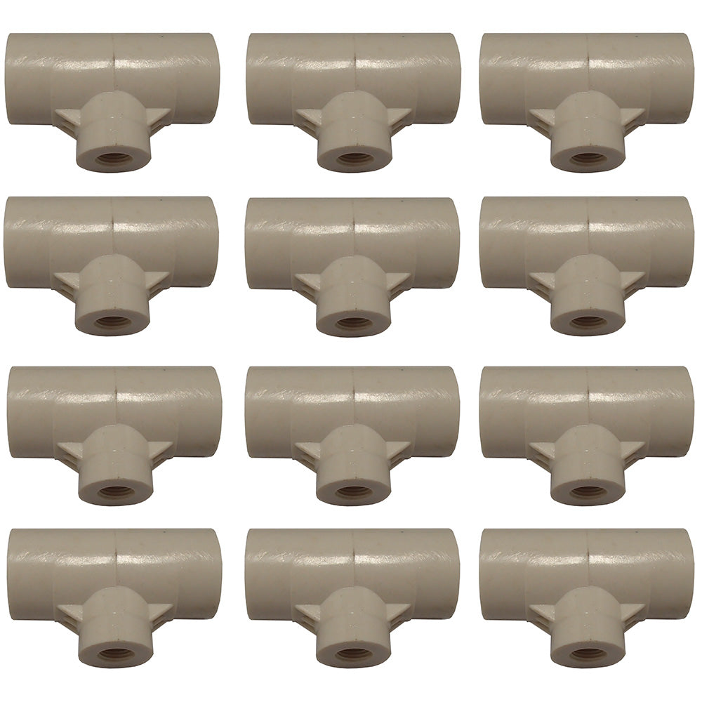 (12-Pack) PVC Tee Fitting 1/2" Reducing Threaded Poultry Bird Water Drinker Cup
