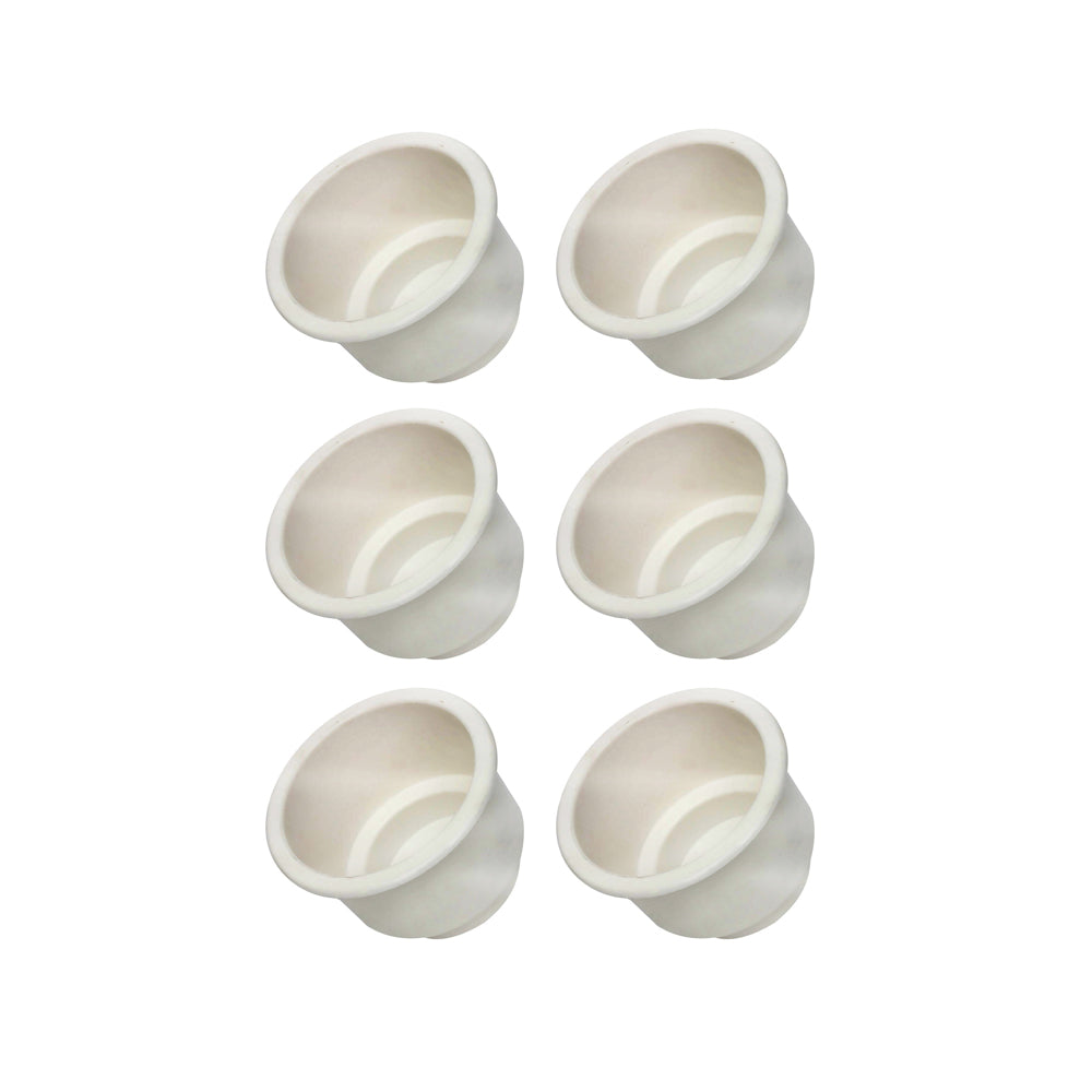 Six (6) Two Tiered White Plastic Cup Holder For Boats RVs Car Truck Pool Table