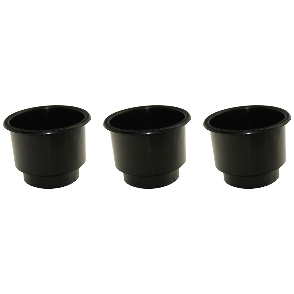 Qty 3: Black Plastic Cup Holder (Jumbo) Fits Universal Products