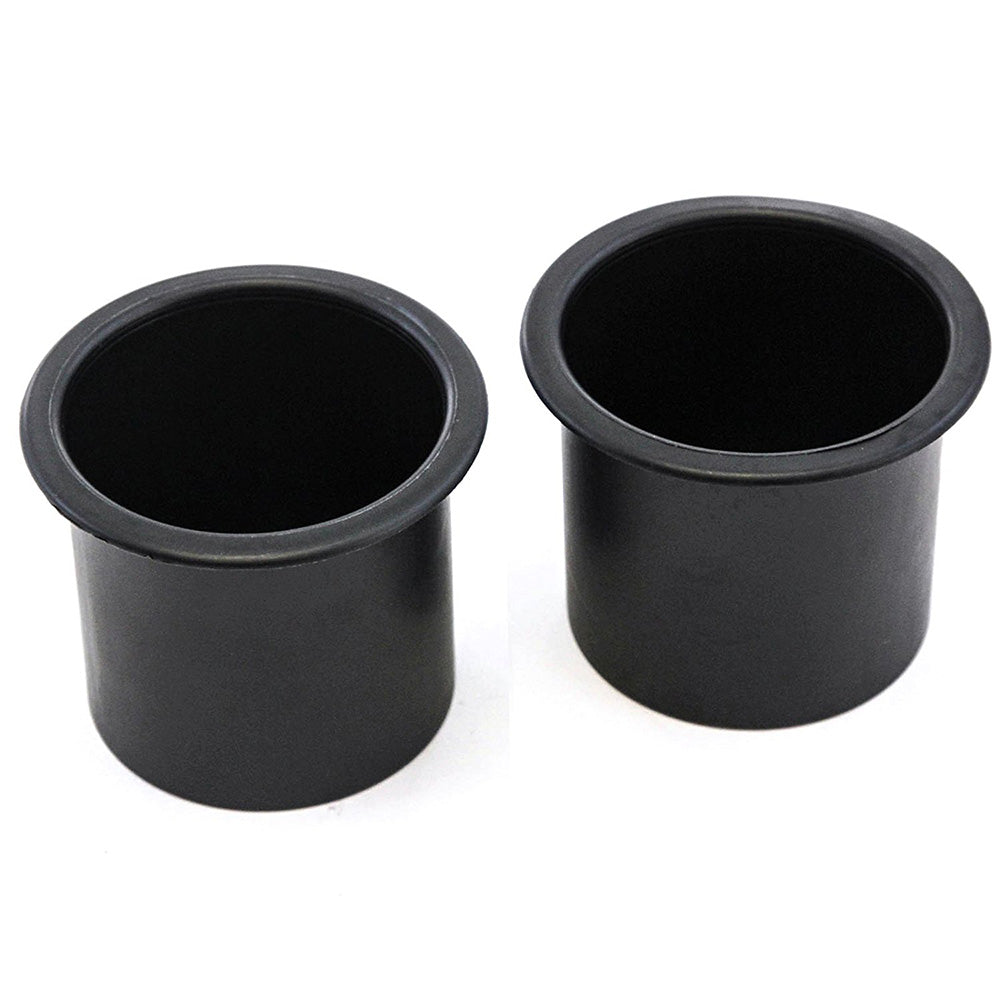 2 Black Plastic Cup Holders Boat RV Car Truck Inserts Universal Size