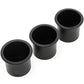 Set of 3 Black Plastic Cup Holders Boat RV Car Truck Inserts