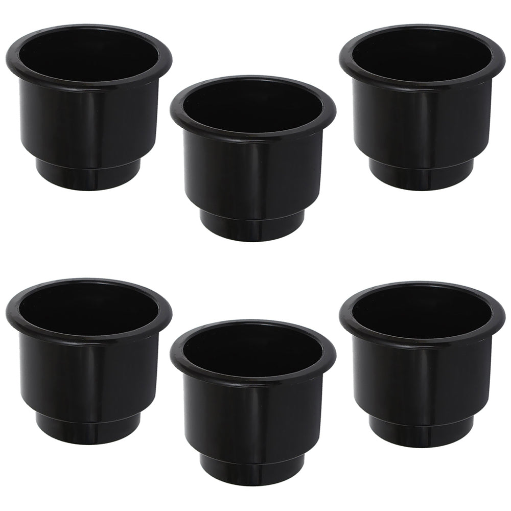 Qty 6: Black Plastic Cup Holder w/ Drain Hole  Fits Universal Products