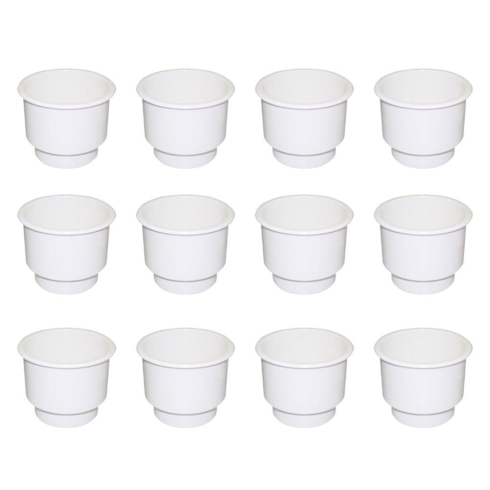 Qty 12: White Plastic Cup Holder w/ Drain Hole  Fits Universal Products