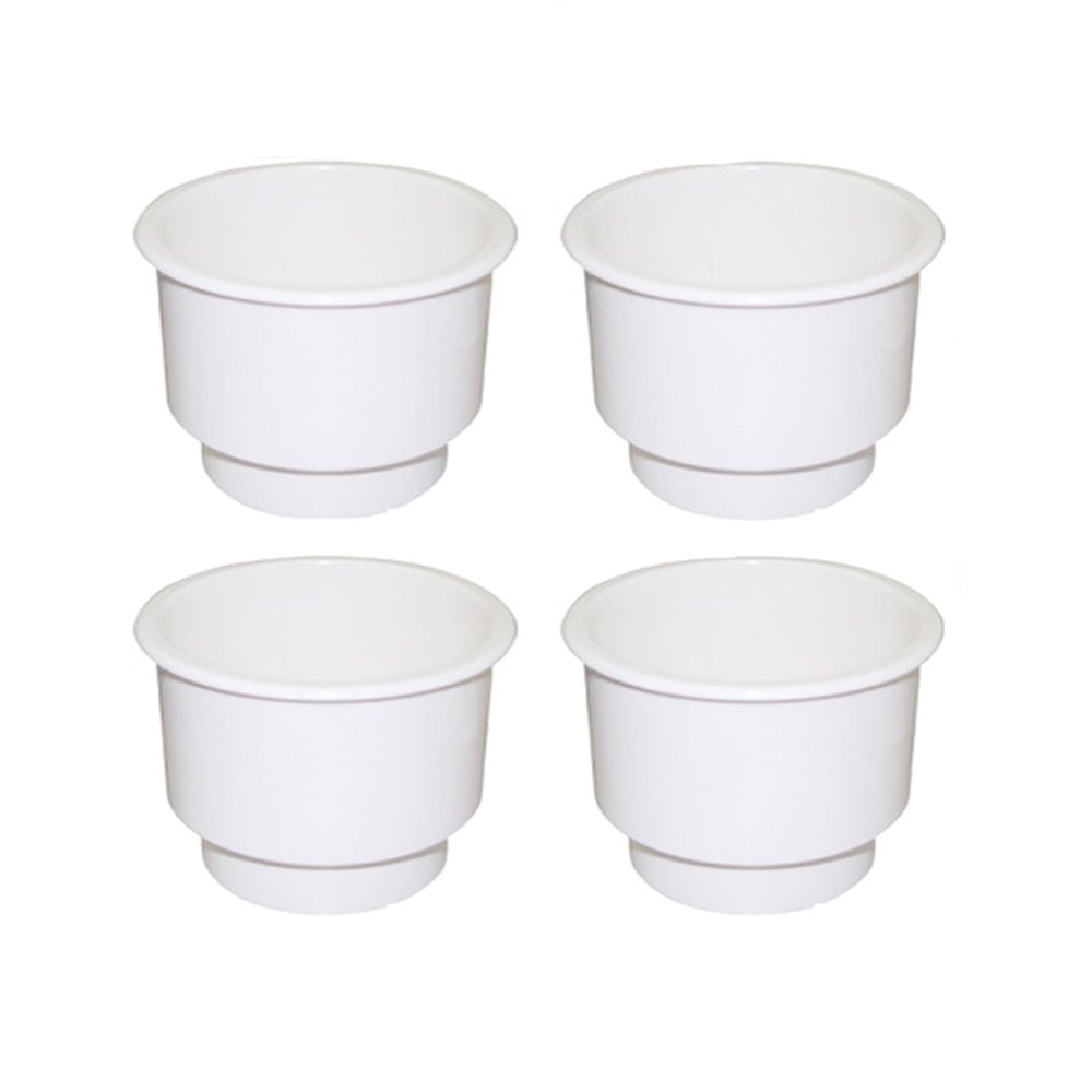 Set of 4 White Plastic Cup Drink Holders For Marine Boating, RVs, Cars, Outdoor