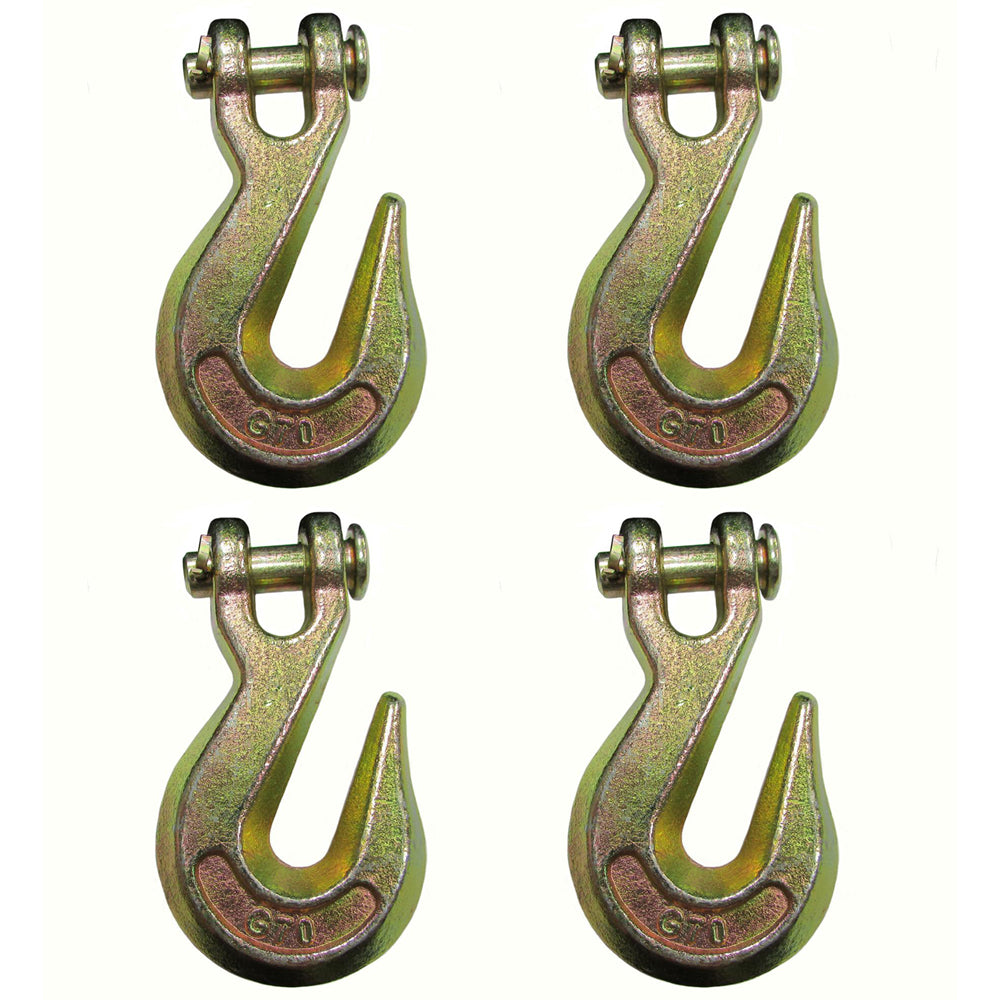 (4) G70 3/8" Clevis Grab Hooks Tow Chain Hook Flatbed Truck Trailer Tie Down