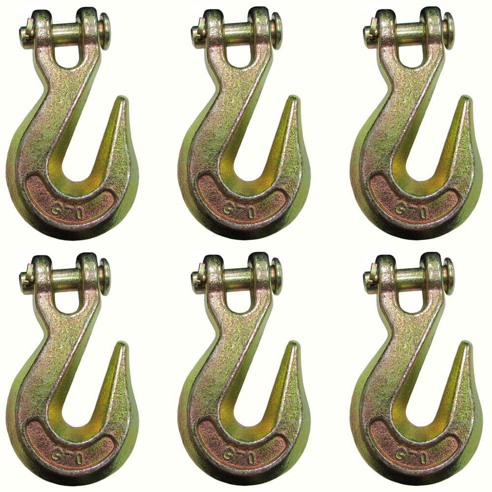 6 G70 3/8" Clevis Grab Hooks Wrecker Tow Chain Flatbed Truck Trailer Tie Down