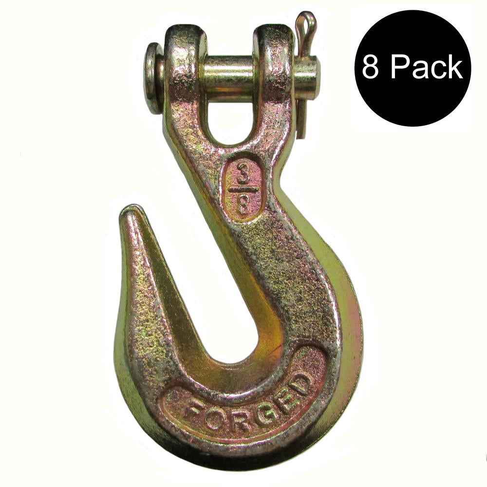 8 G70 3/8" Clevis Grab Hooks for Wrecker Tow Chain Flatbed Trailer Tie-Down