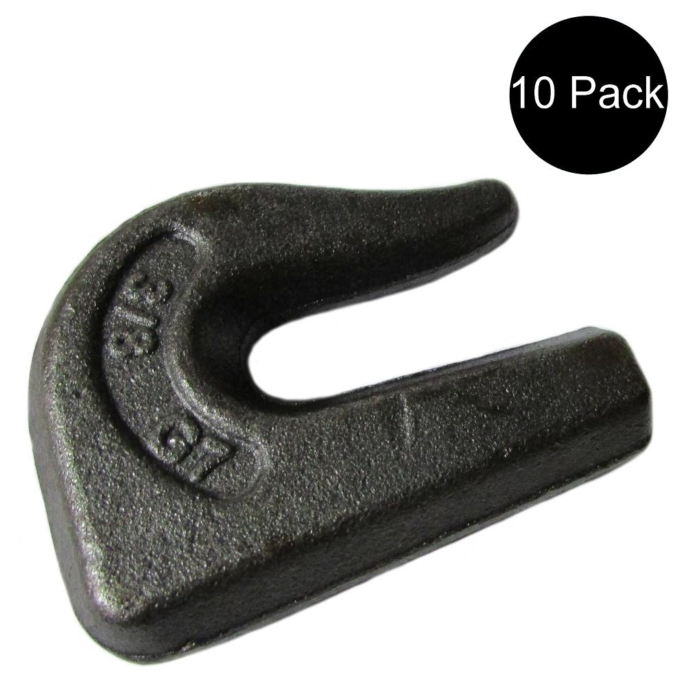 10 Weld On Grab Chain Hooks 3/8" G70 Bucket Trailer Rigging 6,600 WLL 0900104