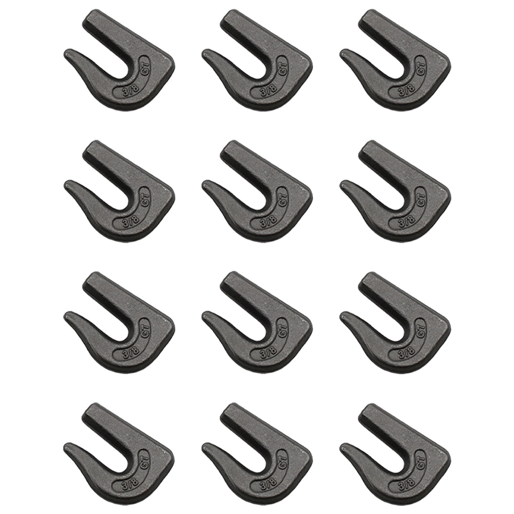12 Weld On Grab Chain Hooks 3/8" G70 Wll 6,600 Bucket Trailer Rigging 0900104