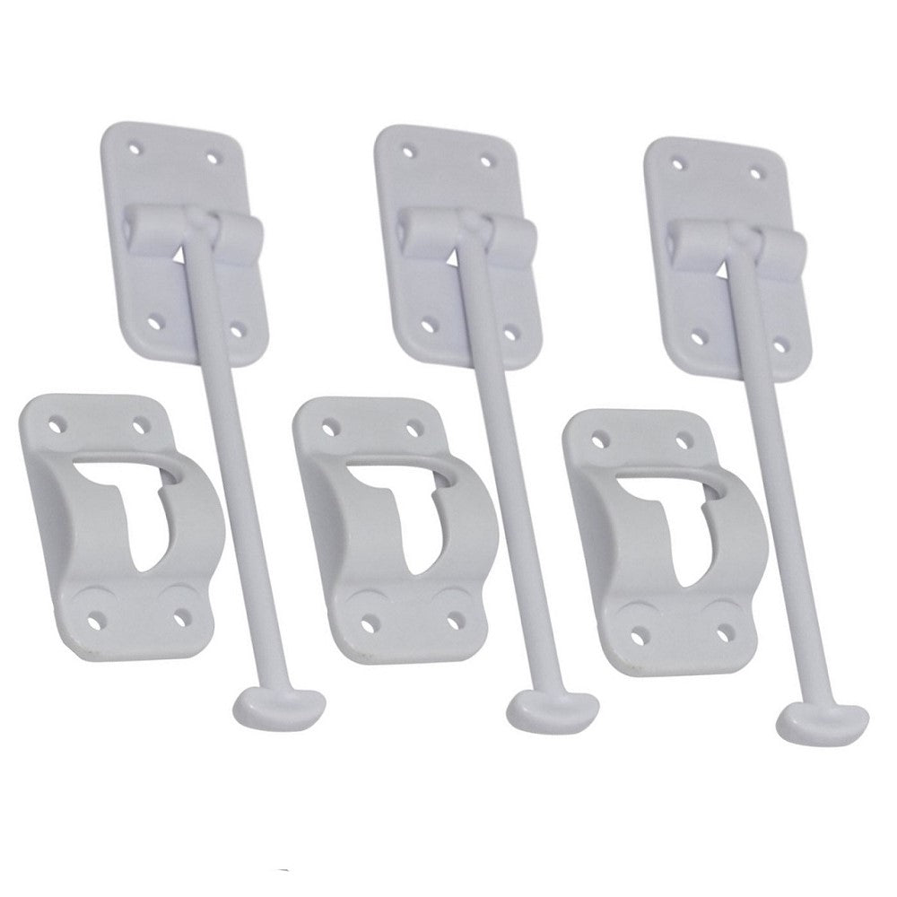 3 Sets - 6" T-Style Door Latch Holder RV Camper Trailer Cargo Hatch White