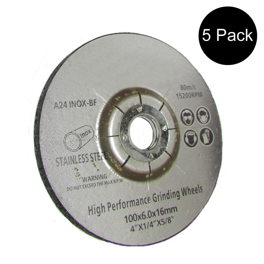 5-Pack  4" x 1/4" x 5/8" Metal Grinding Wheels fits Angle Grinders T27 Discs
