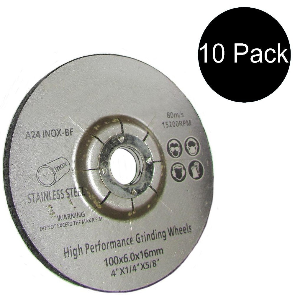 (10) 4" x 1/4" x 5/8" Metal Grinding Wheel Angle Grinder-Grinding Disc Type 27