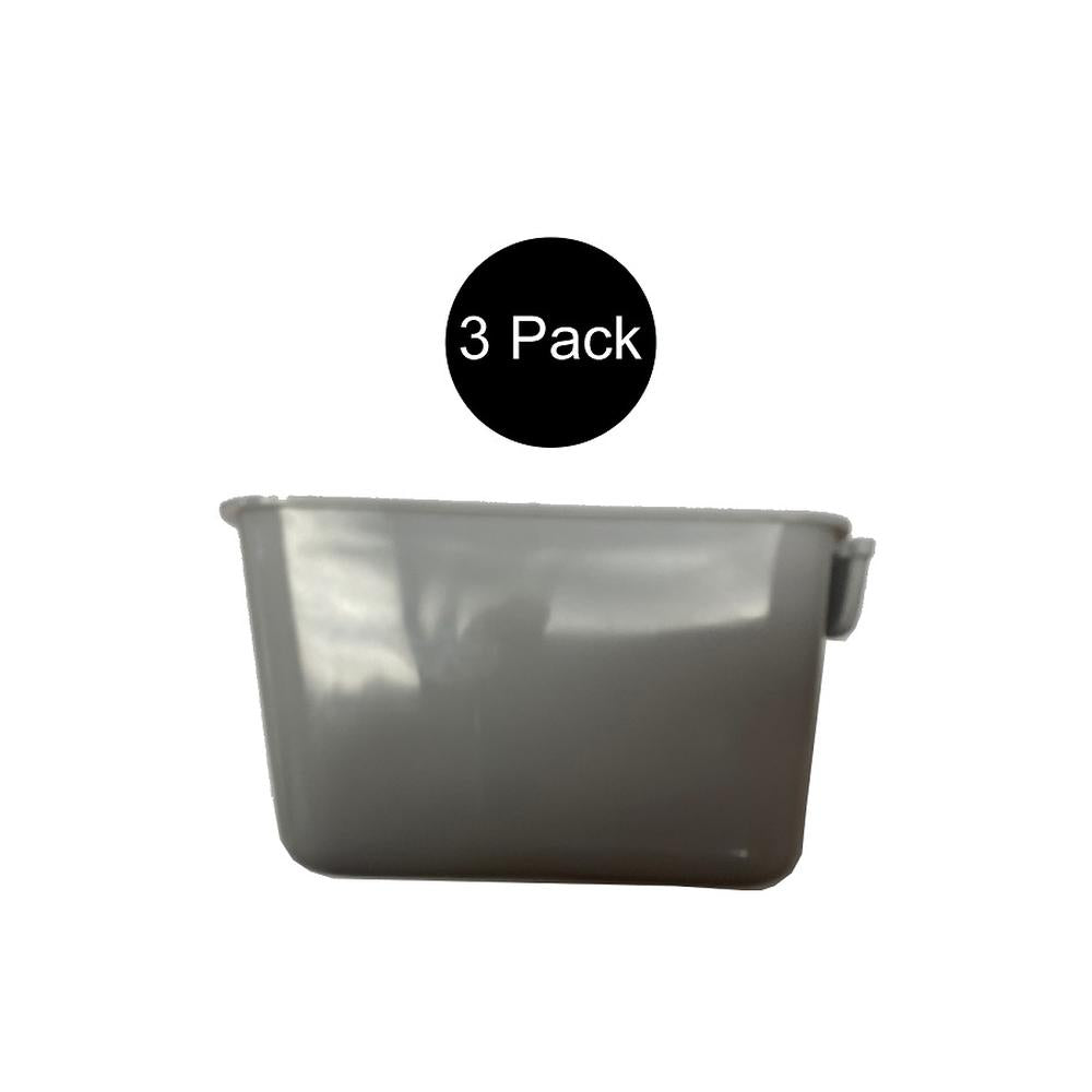 3-pk Gray 1 Pint / 16 fl oz Hanging Feed & Water Cage Cups for Chicken Coup's