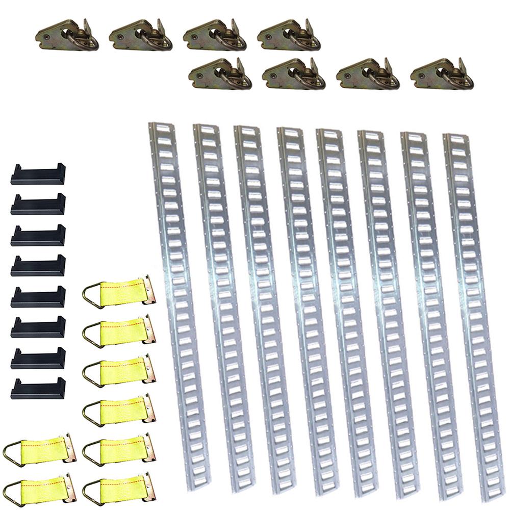 32 Piece E-Track Kit For Rope Tie Off Enclosed Trailer Cargo Tie Down Strap
