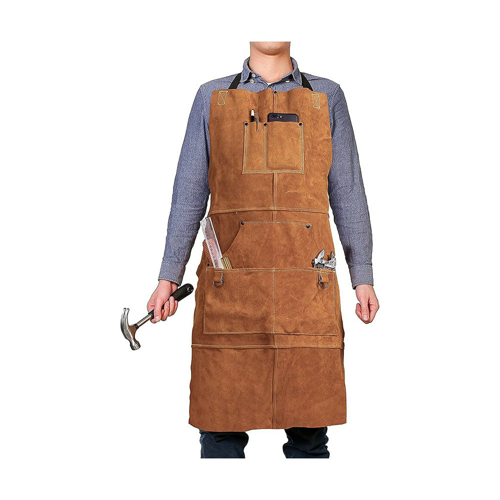 Leather Work Shop Heavy Duty Apron 6 Tool Pockets Heat & Flame Resistant