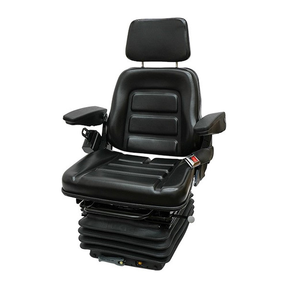 Heavy Duty Full Adjustment Suspension Loader Backhoe Vinyl Seat w/ Arms