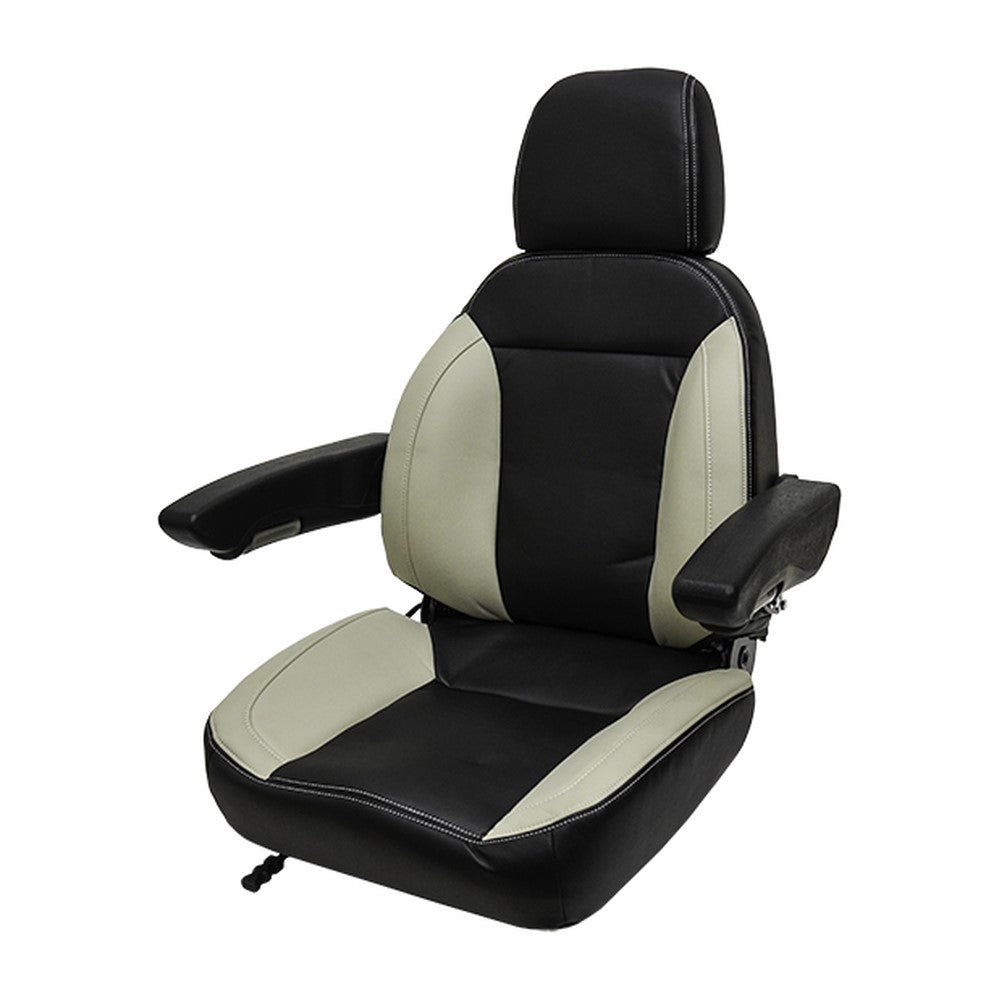Heavy Duty Black and Gray High Back Seat w/ Arm Rests for Construction Equipment