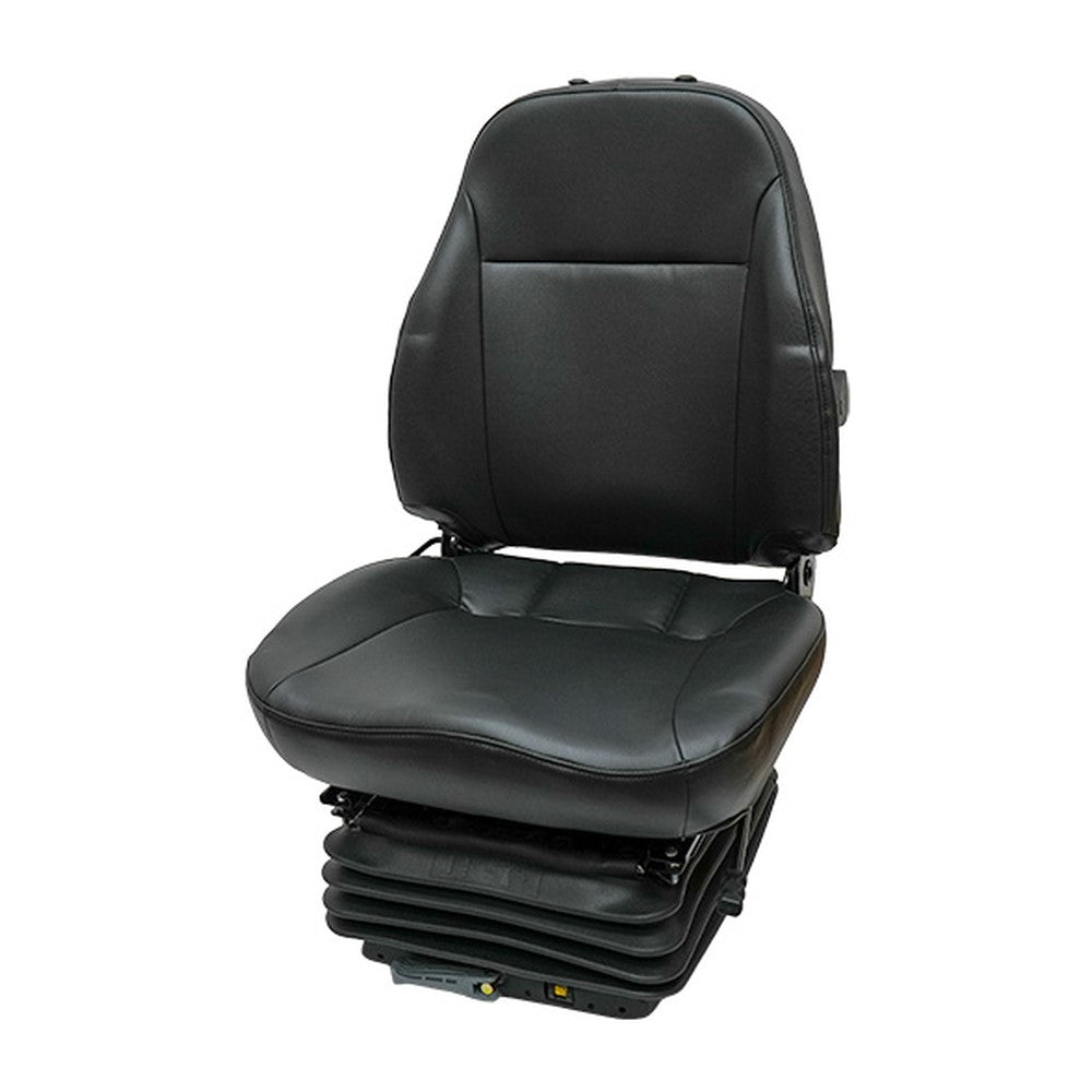 Black Vinyl High Back Mechanical Suspension Seat w/ Rugged Steel Frame for Dozer