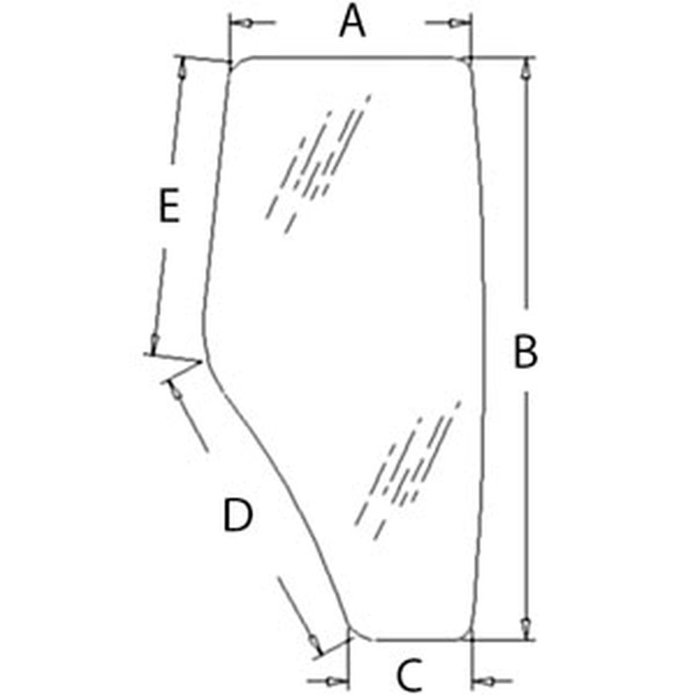 R198625 Cab Door Glass RH Fits John Deere Models: 5083E 5100E 5225 5420 5603