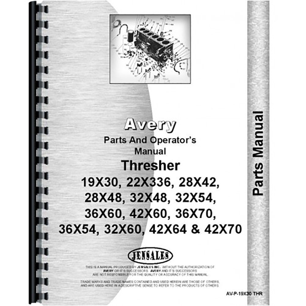 Parts Manual for Avery 36 x 60 Tractor