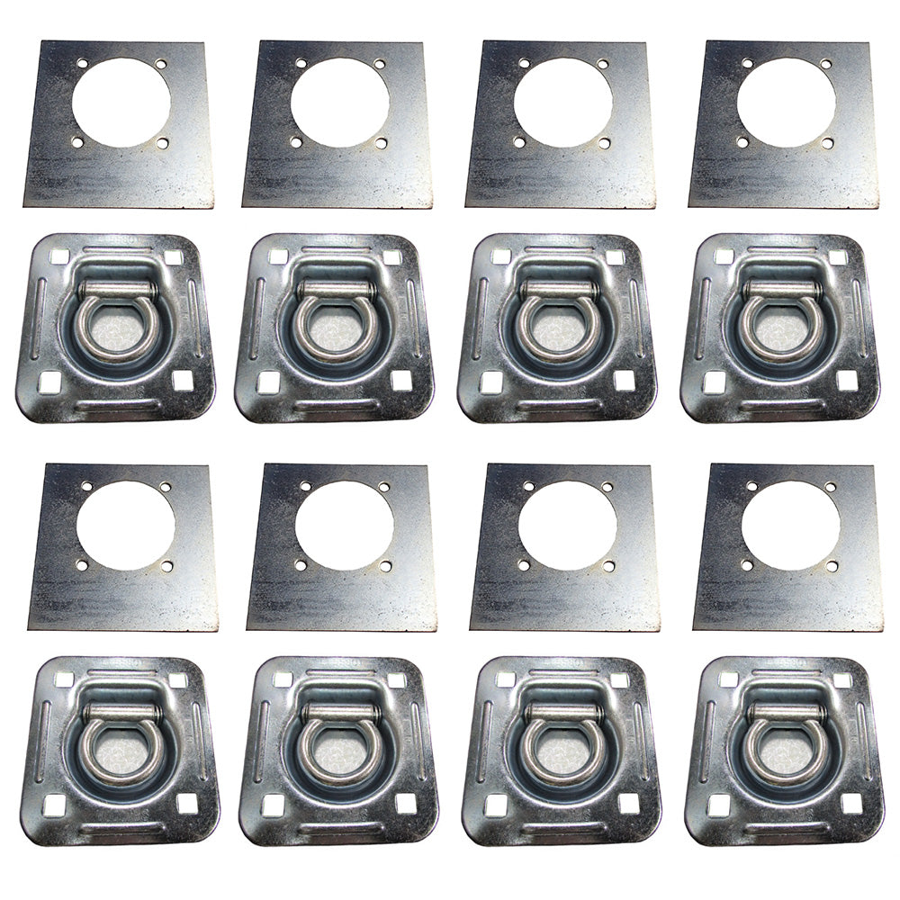 D-Ring Recessed 6,000 lb Cap. Trailer Tie down Anchor w/ Backing Plate 8-Pack