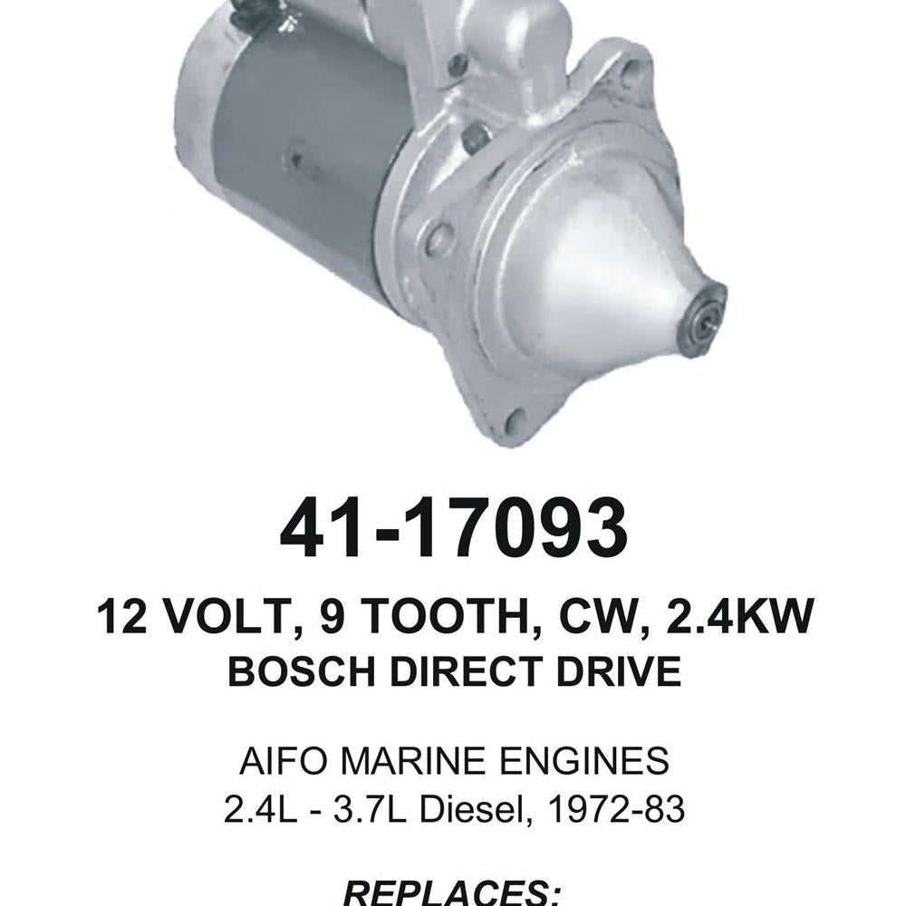 Starter — BOSCH STR 12V 2.4KW 9T CW Fits New Holland Replaces 500333269