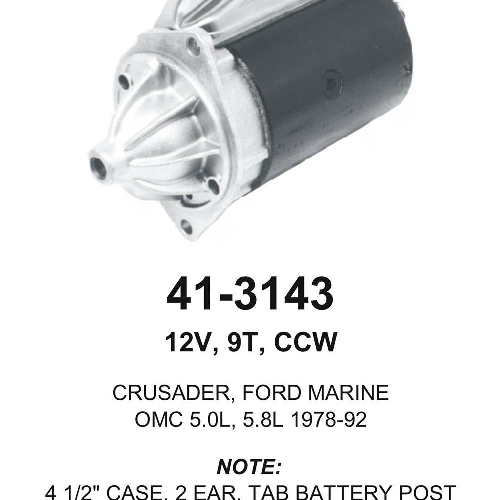 Starter — "FORD MARINE 4.5"" 9T CCW" Fits Crusader Replaces ROM3143N-USA