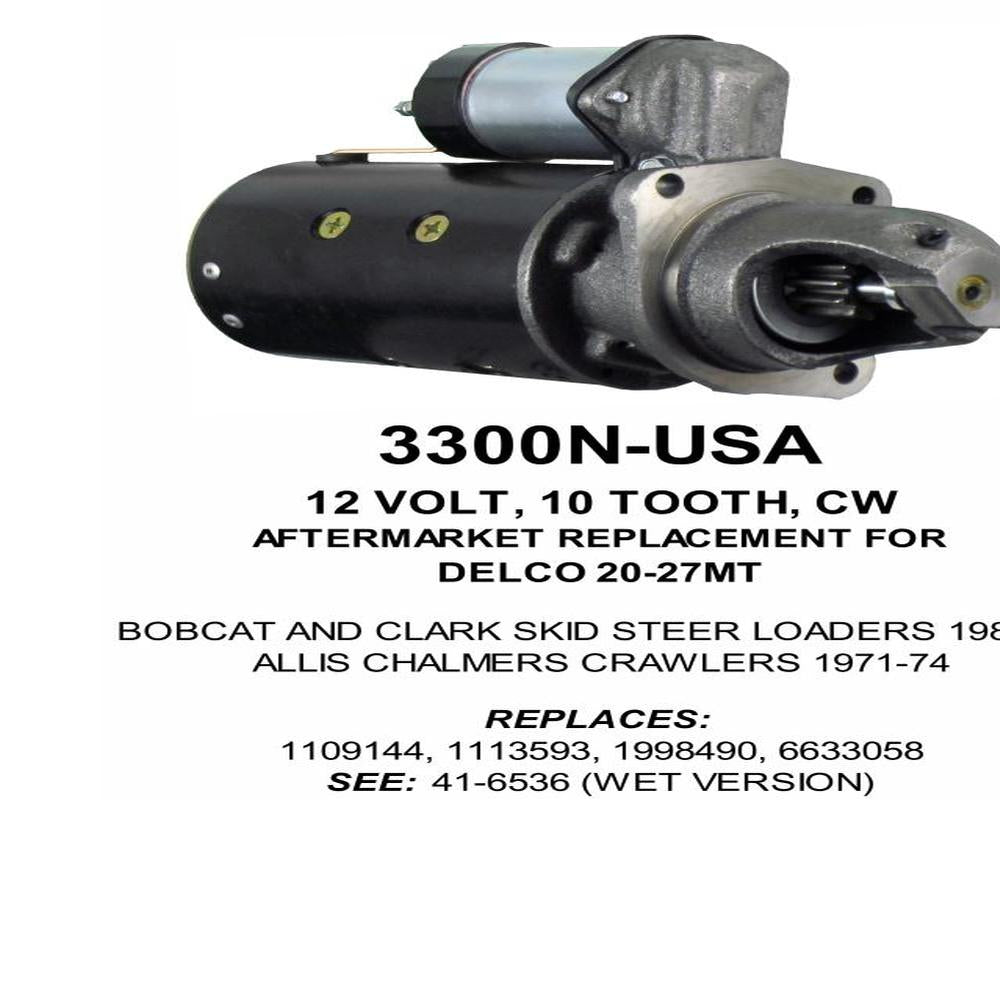 Starter — 25MT 12V 10T CW DRY Fits Bobcat Replaces 6633058