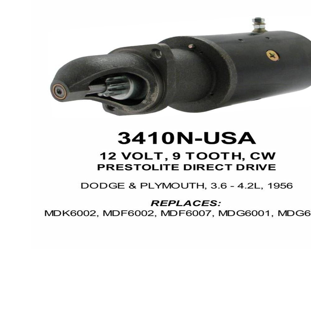 Starter — PREST STR 12V 9T CW Fits Dodge Replaces ROM3410N-USA