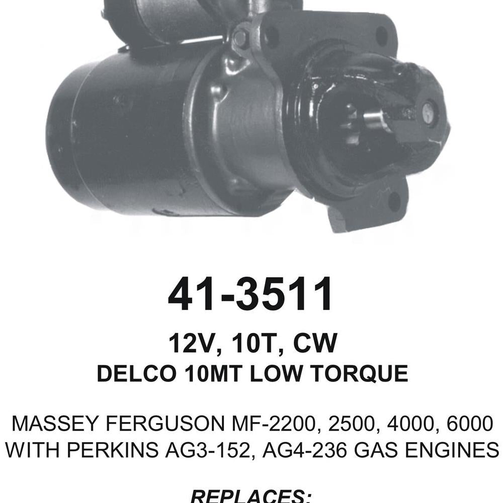 Starter — 10T-HT 12V 10T CW Fits Massey Ferguson