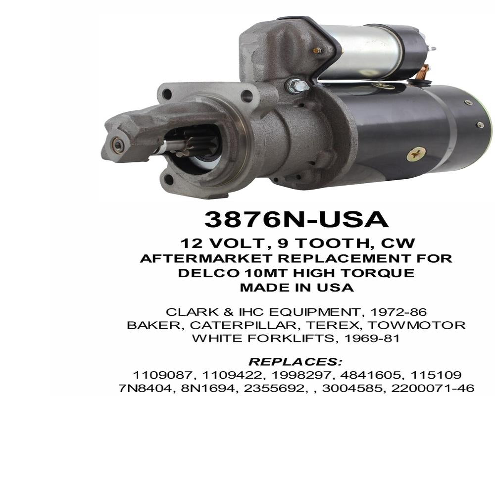 Starter — 10MT-HT 12V 9T CW WET Fits Clark Replaces 2355692