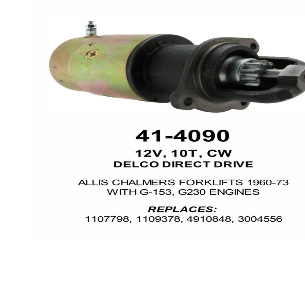 Starter — 10MTE 12V 10T CW F/LIFT Fits Allis Chalmers Replaces ROM4090N-USA