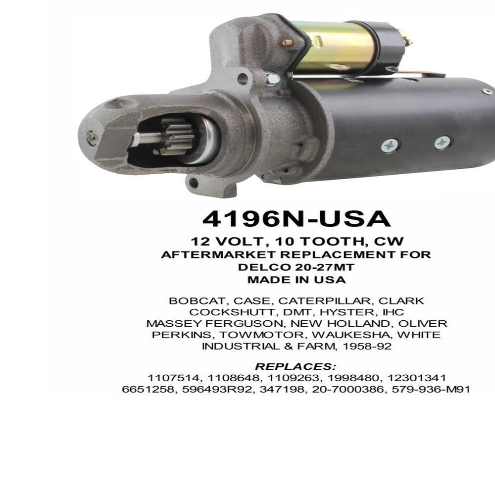 Starter — 27MT 12V 10T CW F/L Fits Oliver Replaces ROM4196N-USA