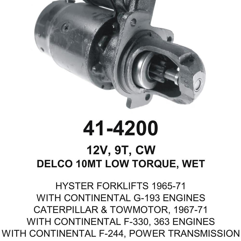 Starter — N- 10MT-HT 12V 9T WET Fits Hyster Replaces ROM4200N-USA