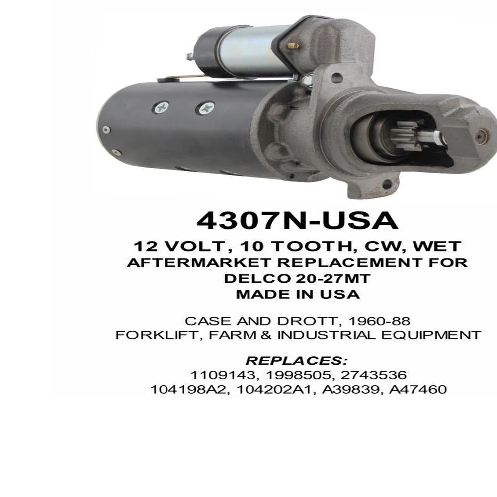 Starter — 27MT 12V 10T WET Fits Case Replaces ROM4307N-USA