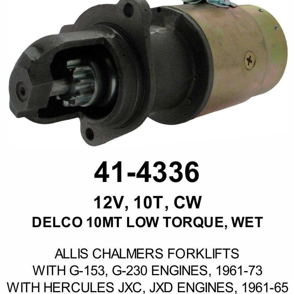 Starter — 10MTE 12V 10T CW HYSTER Fits Allis Replaces ROM4336N-USA