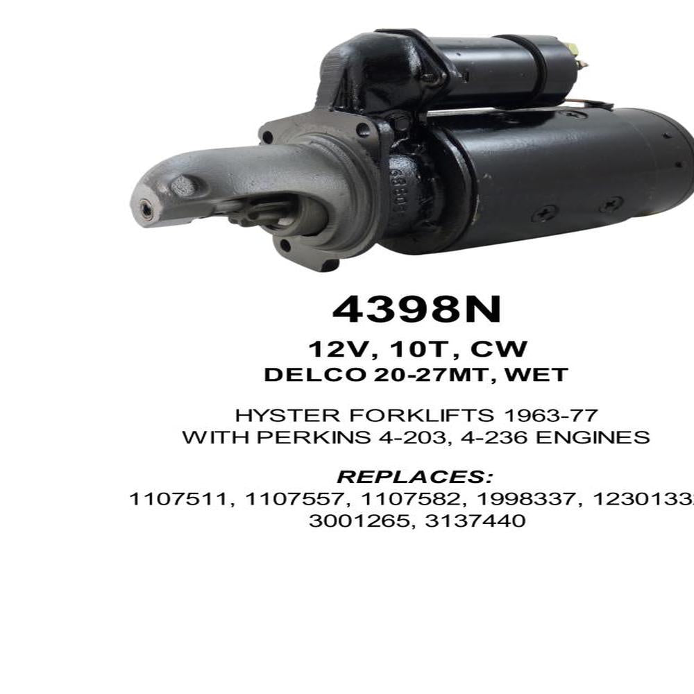 Starter — 25MT 12V 10T CW WET Fits Hyster Replaces 30012653137440