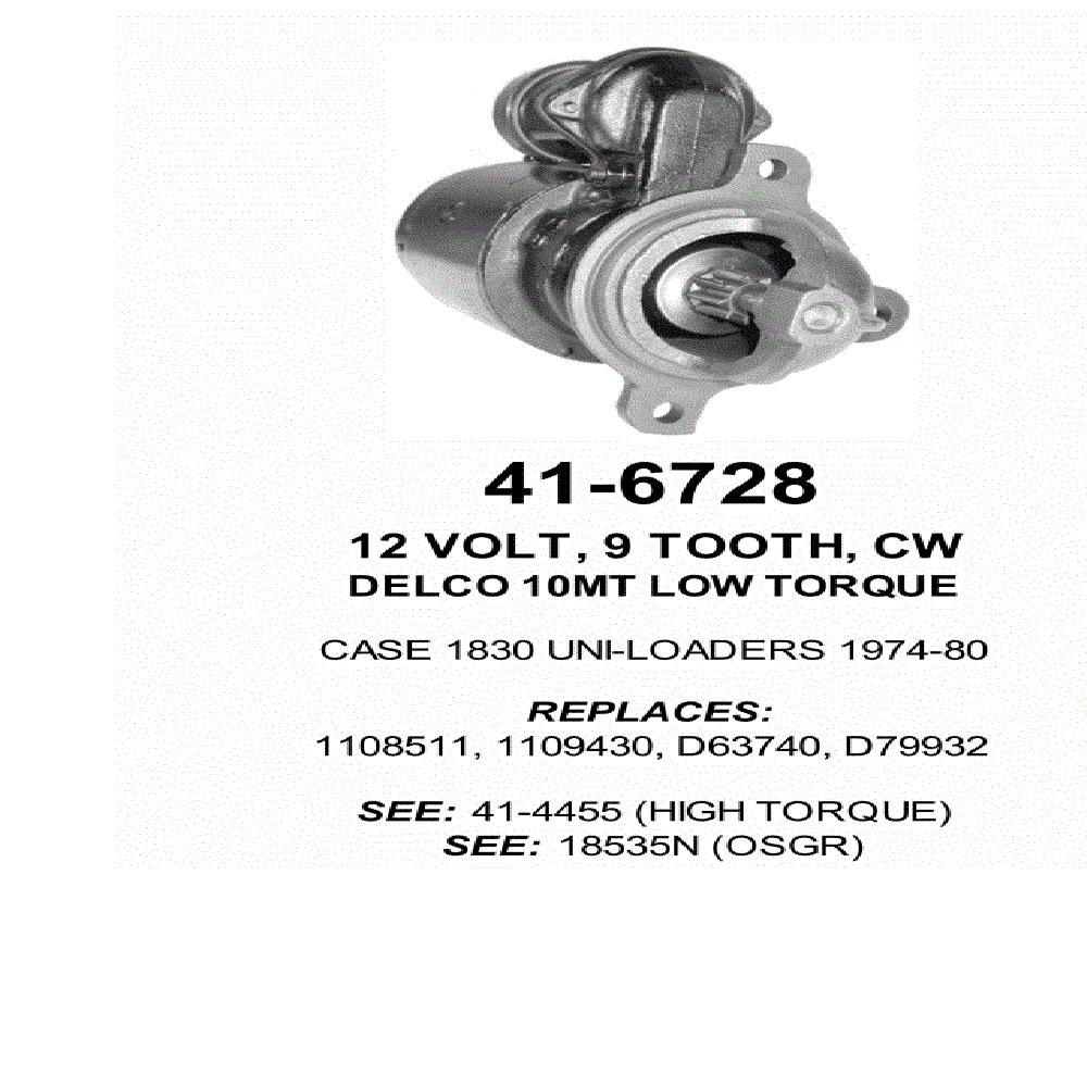 Starter — 10MT-HT 12V 9T CW Fits Case IH Replaces ROM4455N-USA