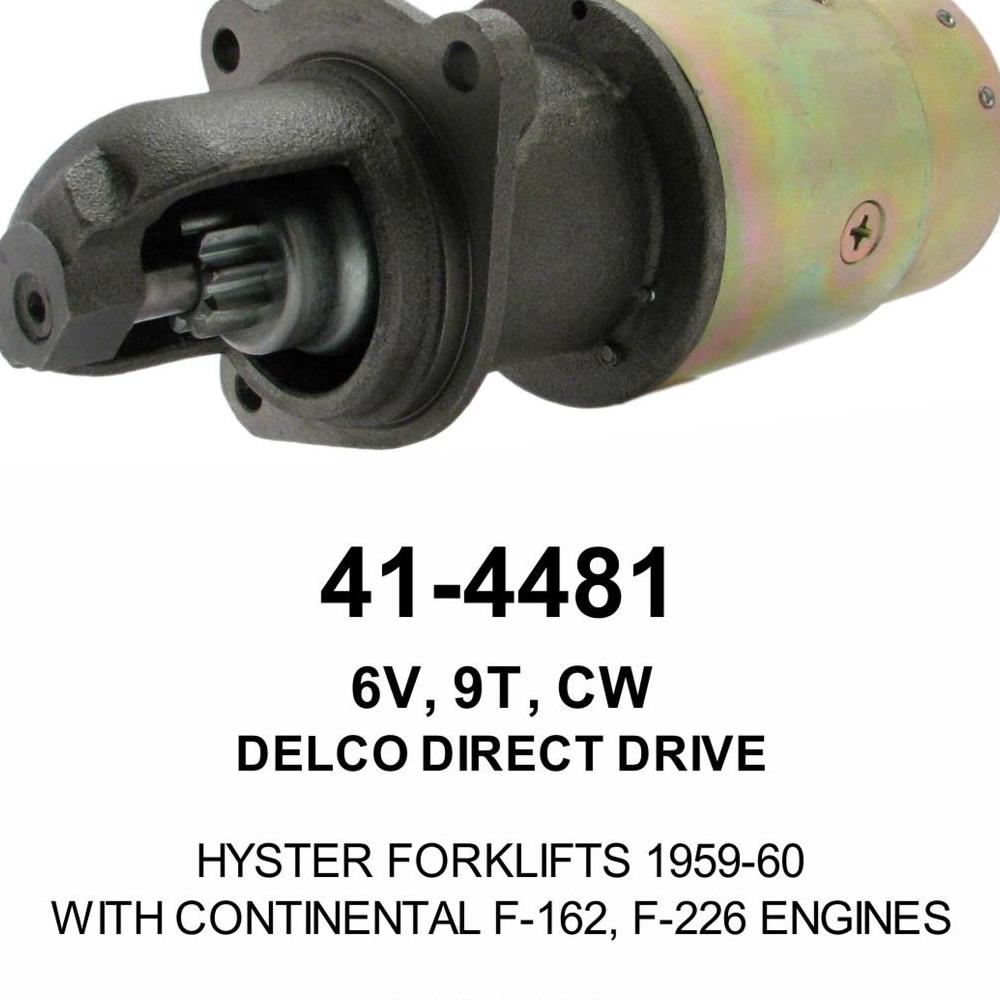 Starter — 10MTE 6V 9T CW HYSTER Fits Hyster Replaces ROM4481N-USA