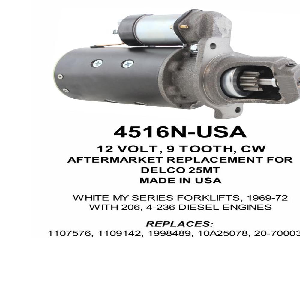 Starter — 25MT 12V 9T CW Fits Minneapolis-Moline Replaces ROM4516N-USA