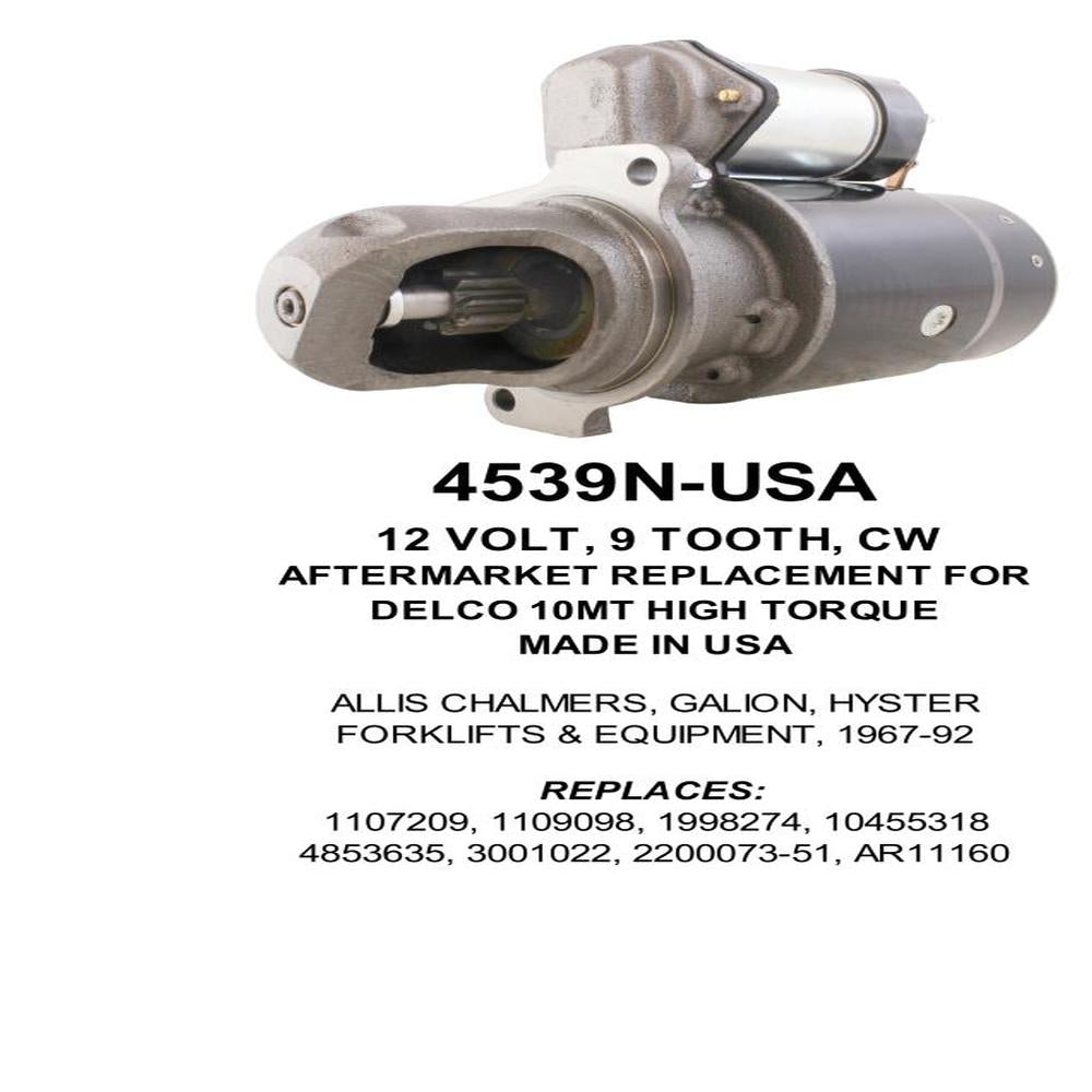 Starter — 10MT-HT 12V 9T CW Fits Galion Replaces ROM4539N-USA