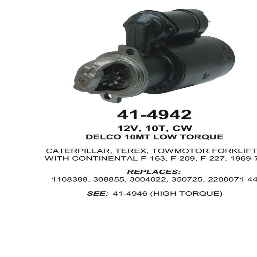 Starter — 10MT-HT 12V 10T Fits Terex Replaces ROM4946N-USA