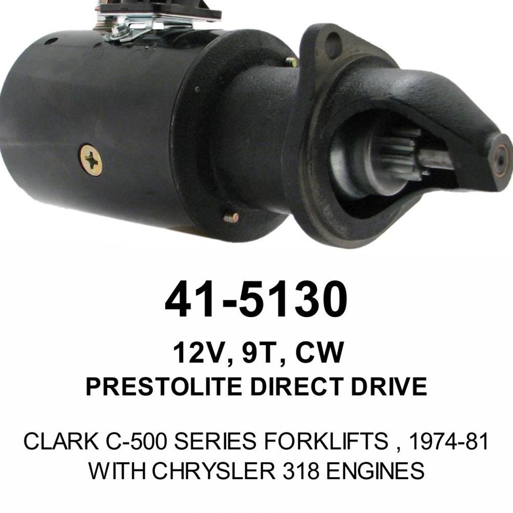 Starter — PREST STR W/SOL 12V 9T CW Fits Clark Replaces ROM5130N-USA