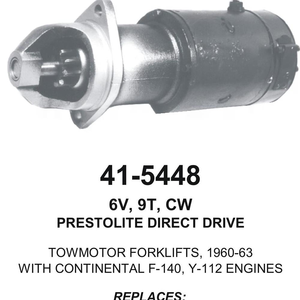 Starter — PREST STR 6V 9T CW Fits Towmotor Replaces ROM5448N-X-USA