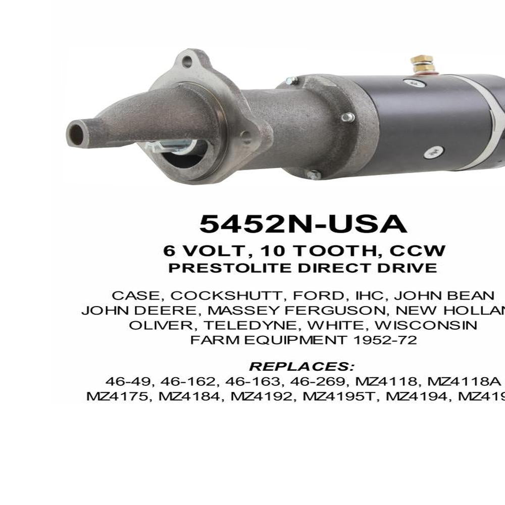 Starter — PREST STR 6V 9T CCW Fits International Replaces ROM5452N-USA