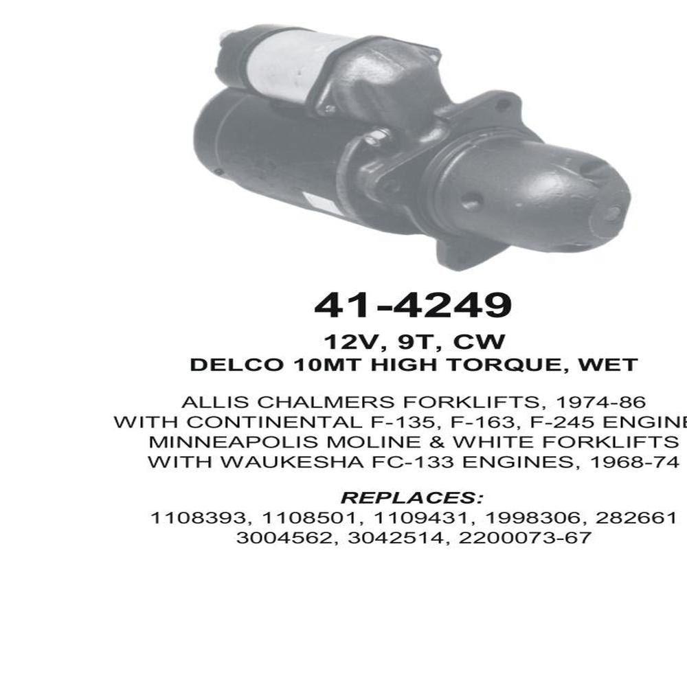 Starter — N- 10MT-HT 12V 9T WET Fits Clark Replaces ROM6178N-USA