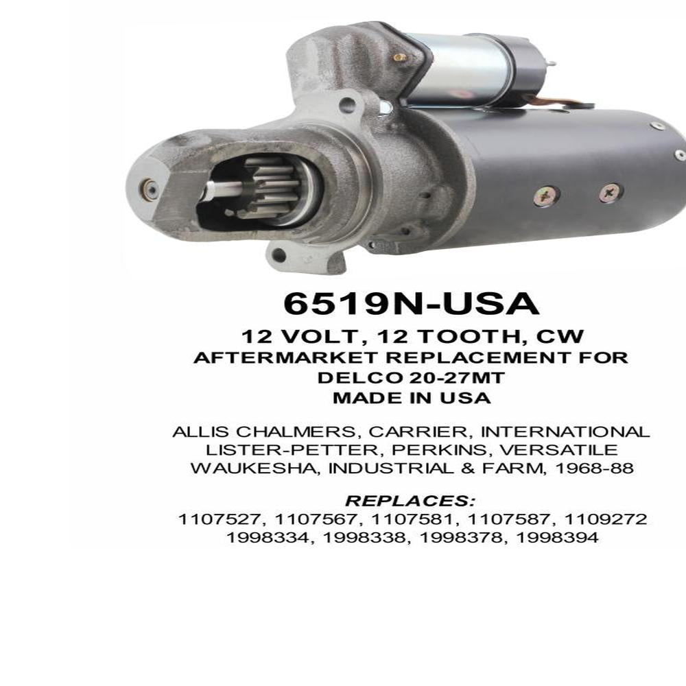 Starter — 27MT 12V 12T CW F/L Fits International Replaces ROM6519N-USA